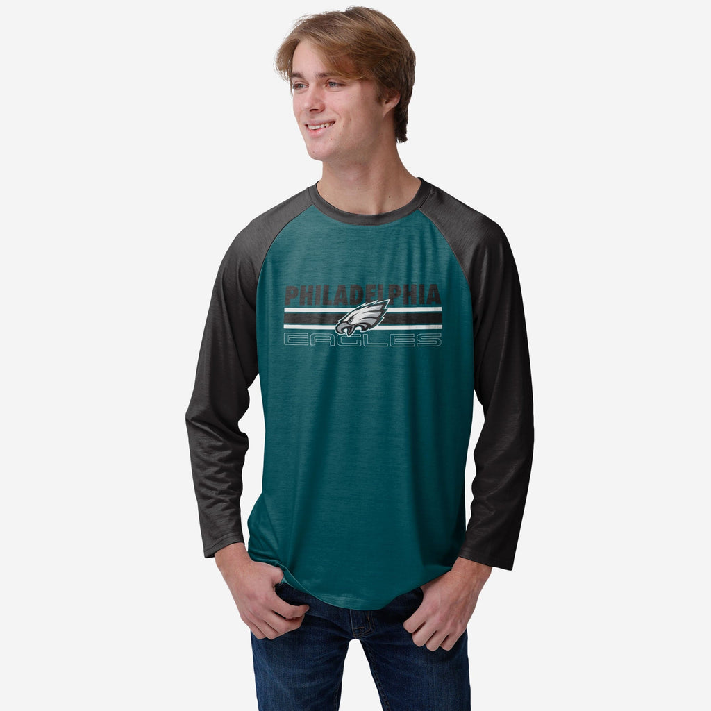 Philadelphia Eagles Colorblock Wordmark Raglan T-Shirt FOCO S - FOCO.com