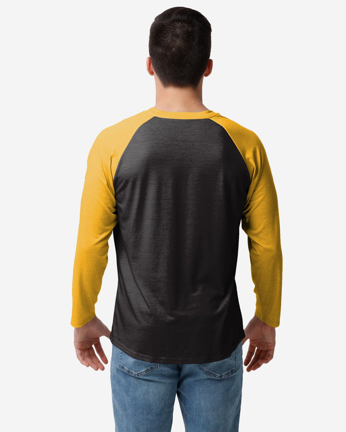 Pittsburgh Steelers Colorblock Wordmark Raglan T-Shirt FOCO - FOCO.com