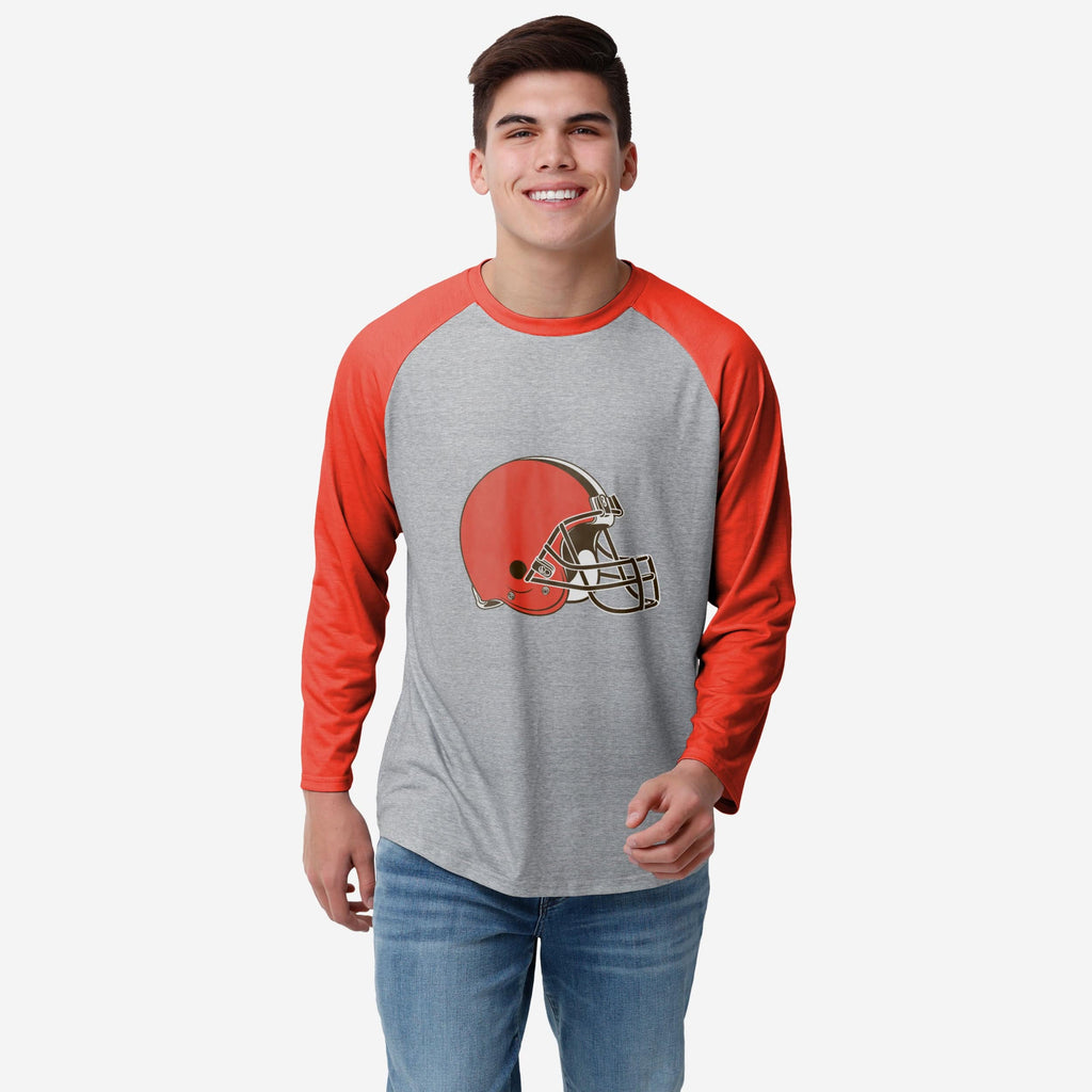 Cleveland Browns Gray Big Logo Raglan T-Shirt FOCO S - FOCO.com