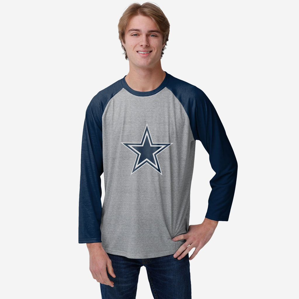 Dallas Cowboys Gray Big Logo Raglan T-Shirt FOCO S - FOCO.com