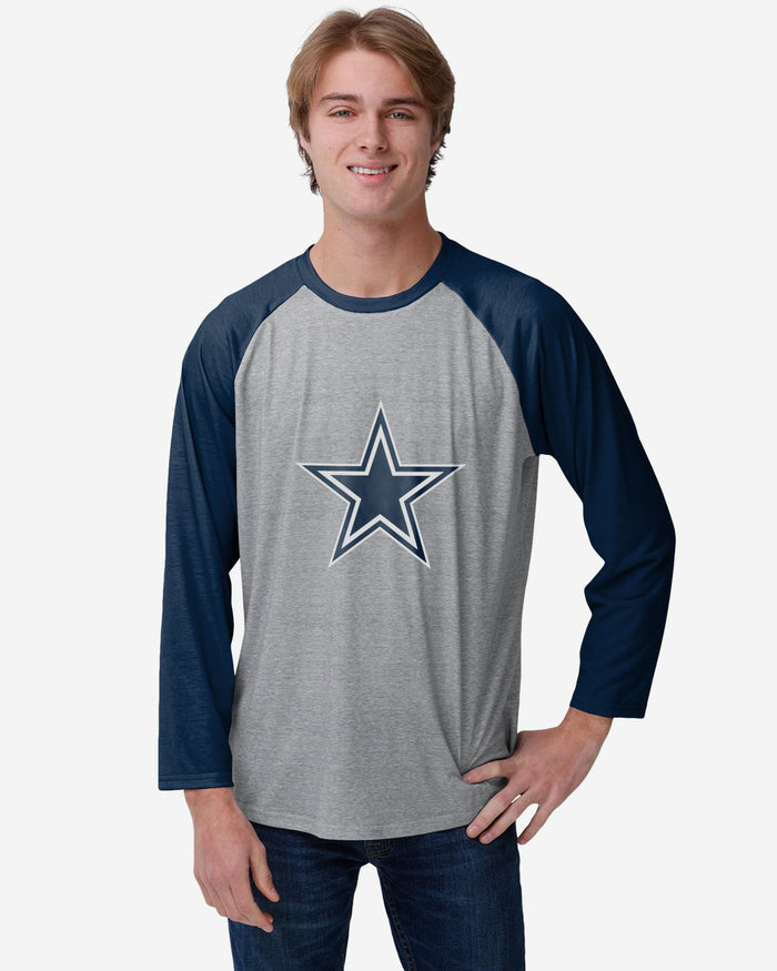 Dallas Cowboys Gray Big Logo Raglan T-Shirt FOCO S - FOCO.com