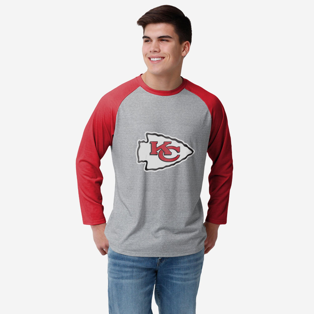 Kansas City Chiefs Gray Big Logo Raglan T-Shirt FOCO S - FOCO.com