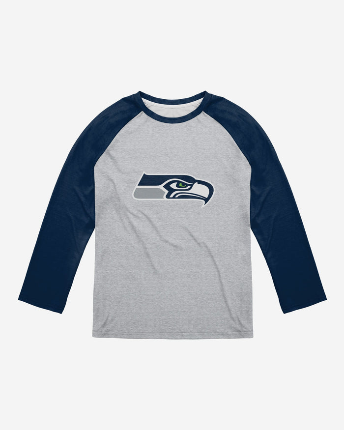Seattle Seahawks Gray Big Logo Raglan T-Shirt FOCO - FOCO.com