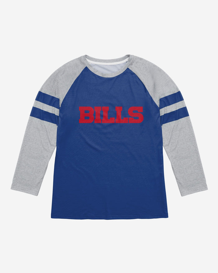 Buffalo Bills Team Stripe Wordmark Raglan T-Shirt FOCO - FOCO.com