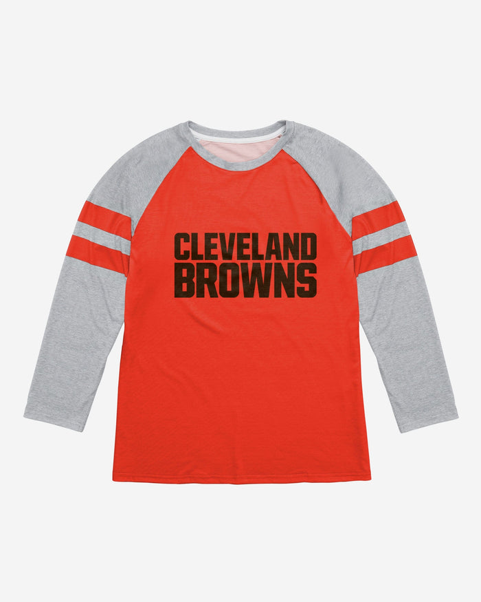 Cleveland Browns Team Stripe Wordmark Raglan T-Shirt FOCO - FOCO.com
