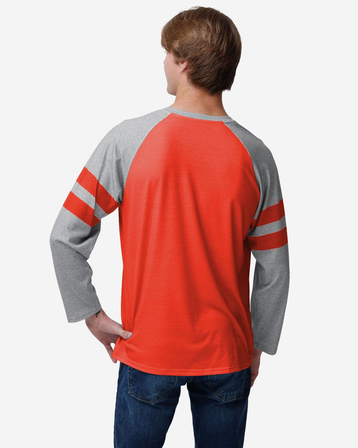 Cleveland Browns Team Stripe Wordmark Raglan T-Shirt FOCO - FOCO.com