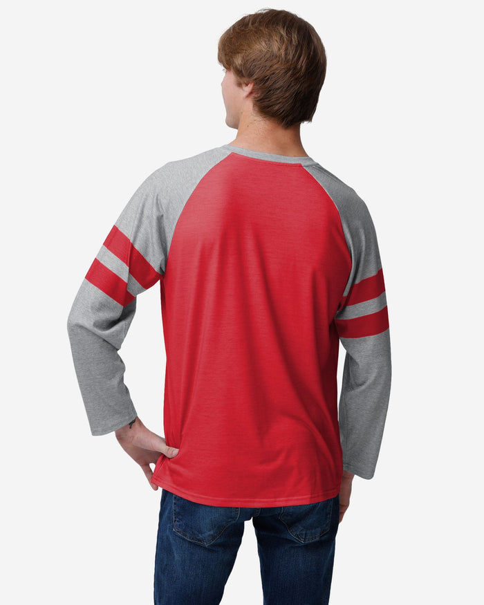 Kansas City Chiefs Team Stripe Wordmark Raglan T-Shirt FOCO - FOCO.com