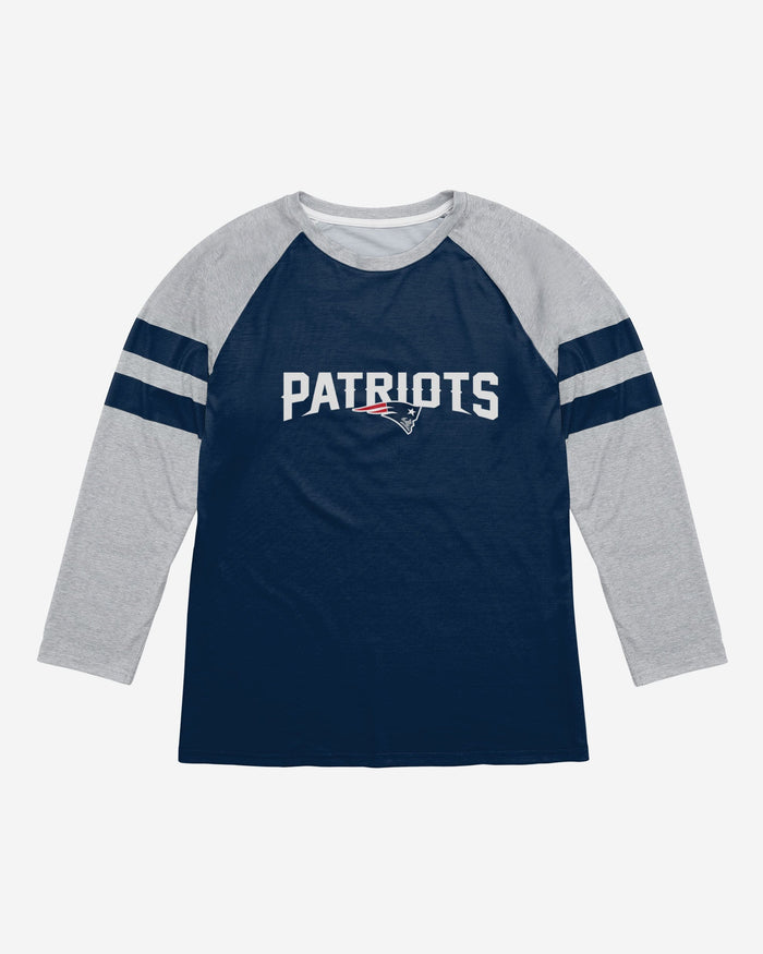 New England Patriots Team Stripe Wordmark Raglan T-Shirt FOCO - FOCO.com