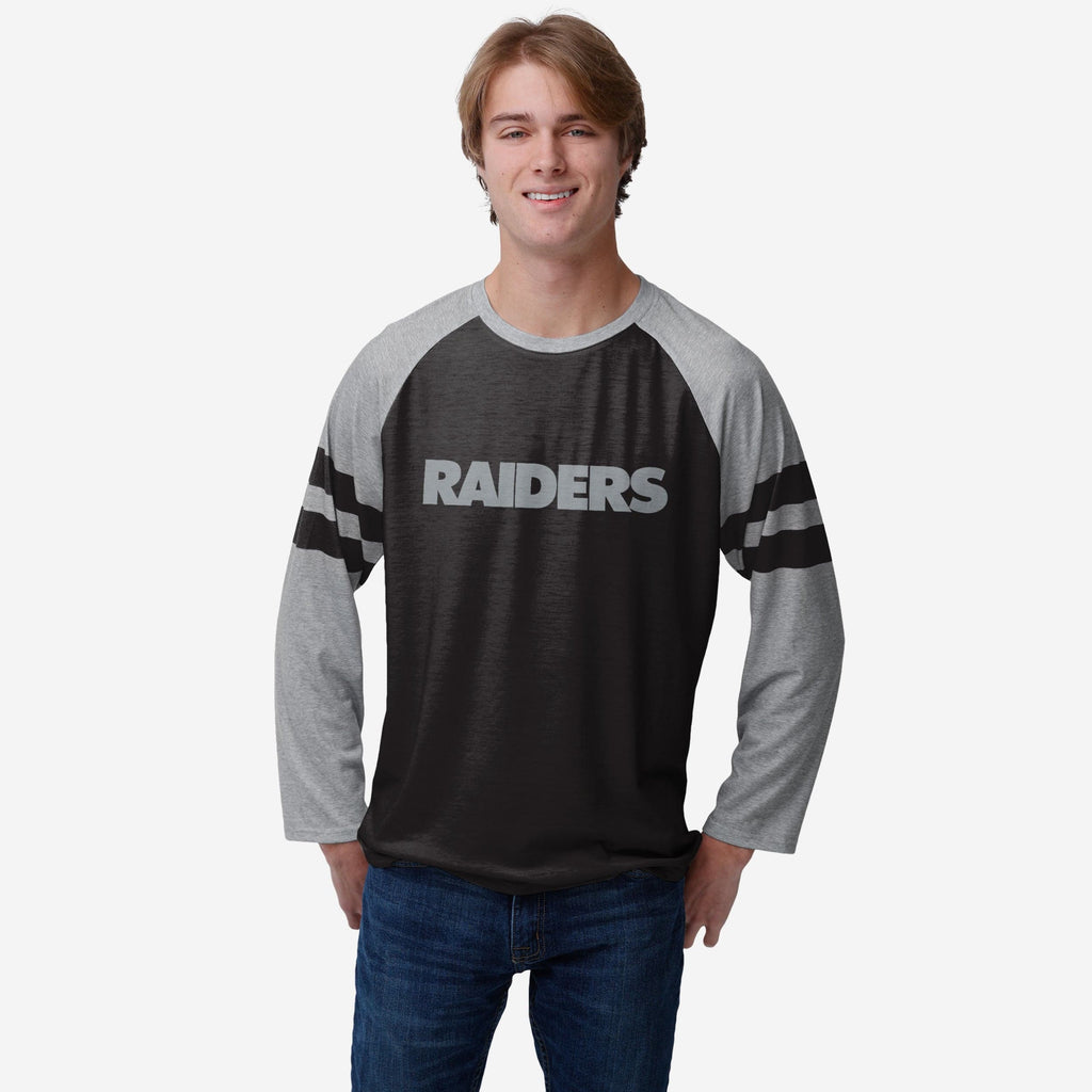Las Vegas Raiders Team Stripe Wordmark Raglan T-Shirt FOCO S - FOCO.com