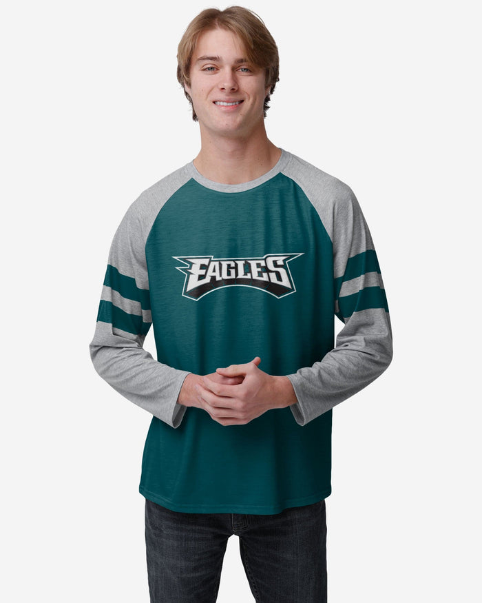Philadelphia Eagles Team Stripe Wordmark Raglan T-Shirt FOCO S - FOCO.com