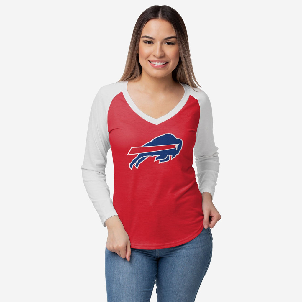 Buffalo Bills Womens Big Logo Solid Raglan T-Shirt FOCO S - FOCO.com