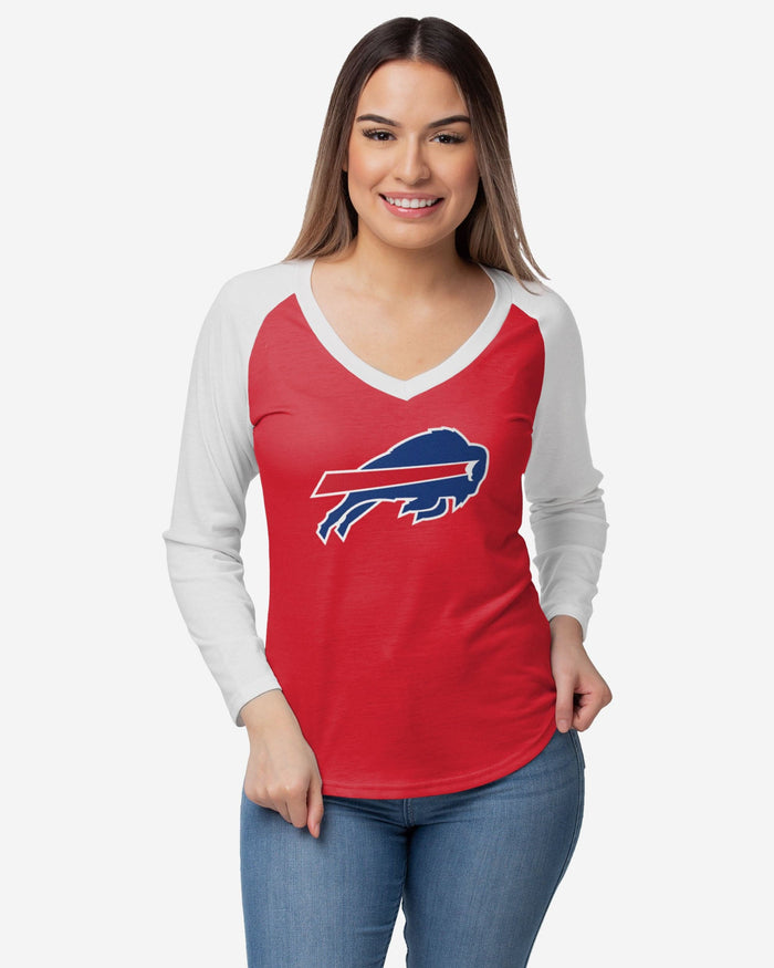 Buffalo Bills Womens Big Logo Solid Raglan T-Shirt FOCO S - FOCO.com