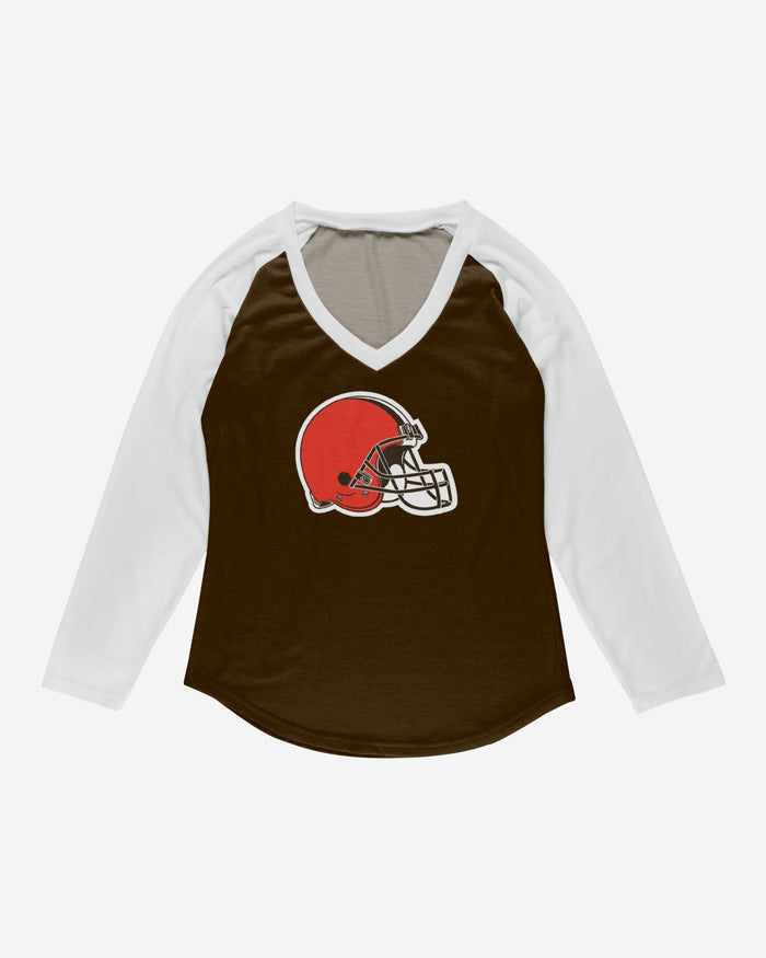 Cleveland Browns Womens Big Logo Solid Raglan T-Shirt FOCO - FOCO.com