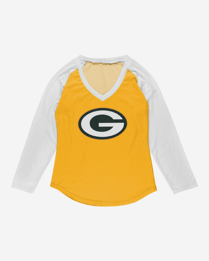 Green Bay Packers Womens Big Logo Solid Raglan T-Shirt FOCO - FOCO.com