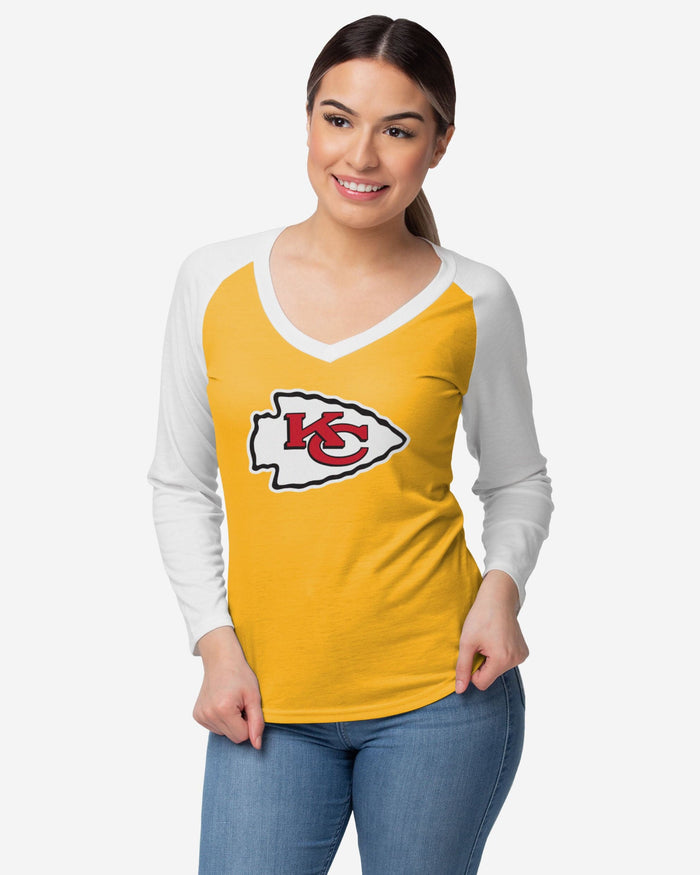 Kansas City Chiefs Womens Big Logo Solid Raglan T-Shirt FOCO S - FOCO.com