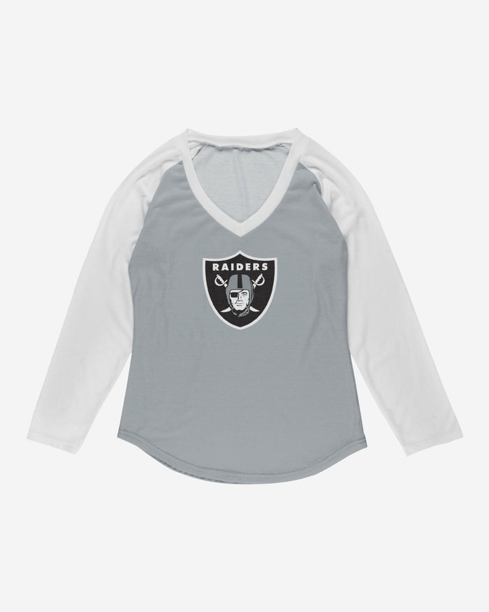 Las Vegas Raiders Womens Big Logo Solid Raglan T-Shirt FOCO - FOCO.com