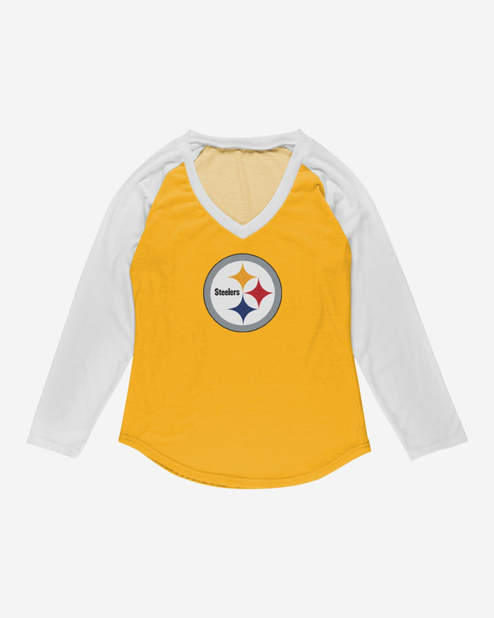 Pittsburgh Steelers Womens Big Logo Solid Raglan T-Shirt FOCO - FOCO.com