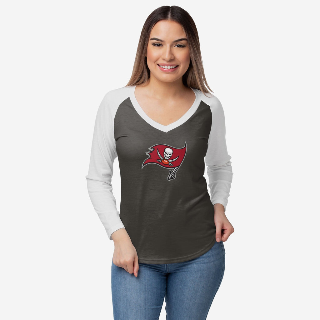 Tampa Bay Buccaneers Womens Big Logo Solid Raglan T-Shirt FOCO S - FOCO.com