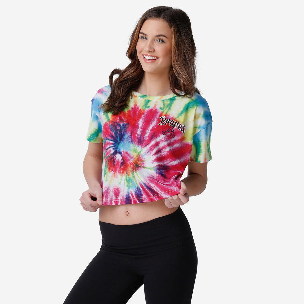 Atlanta Braves Womens Pastel Tie-Dye Crop Top FOCO S - FOCO.com