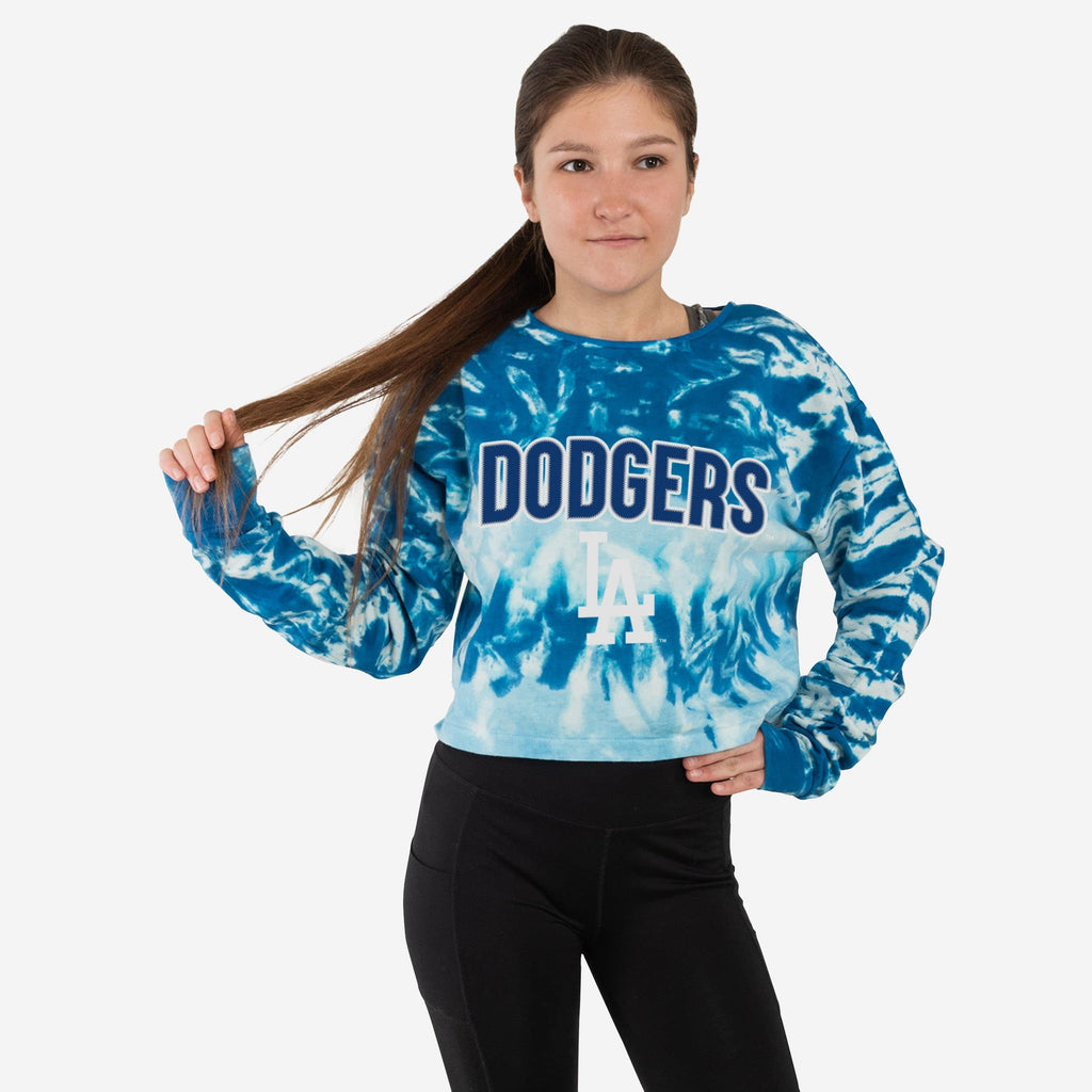 Los Angeles Dodgers Womens Tie-Dye Rush Cropped Sweater FOCO S - FOCO.com