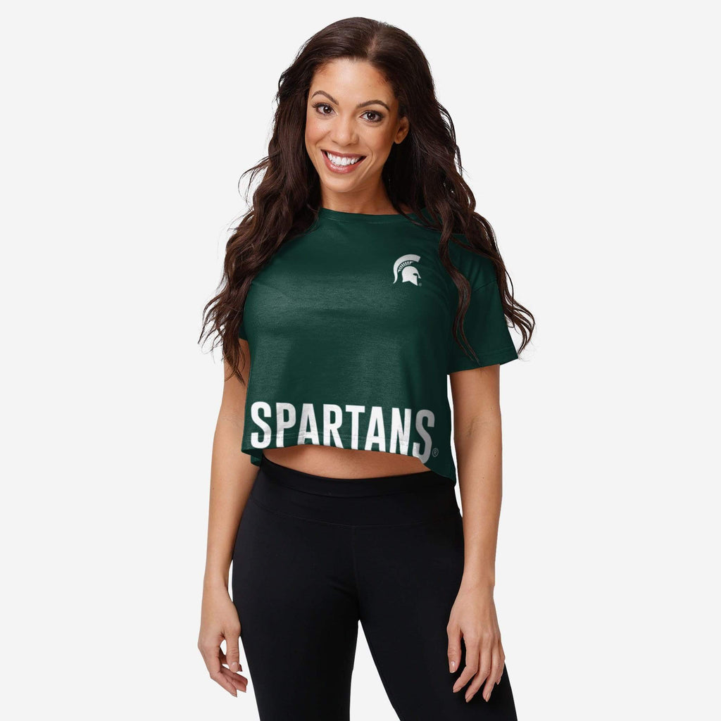 Michigan State Spartans Womens Bottom Line Crop Top FOCO S - FOCO.com