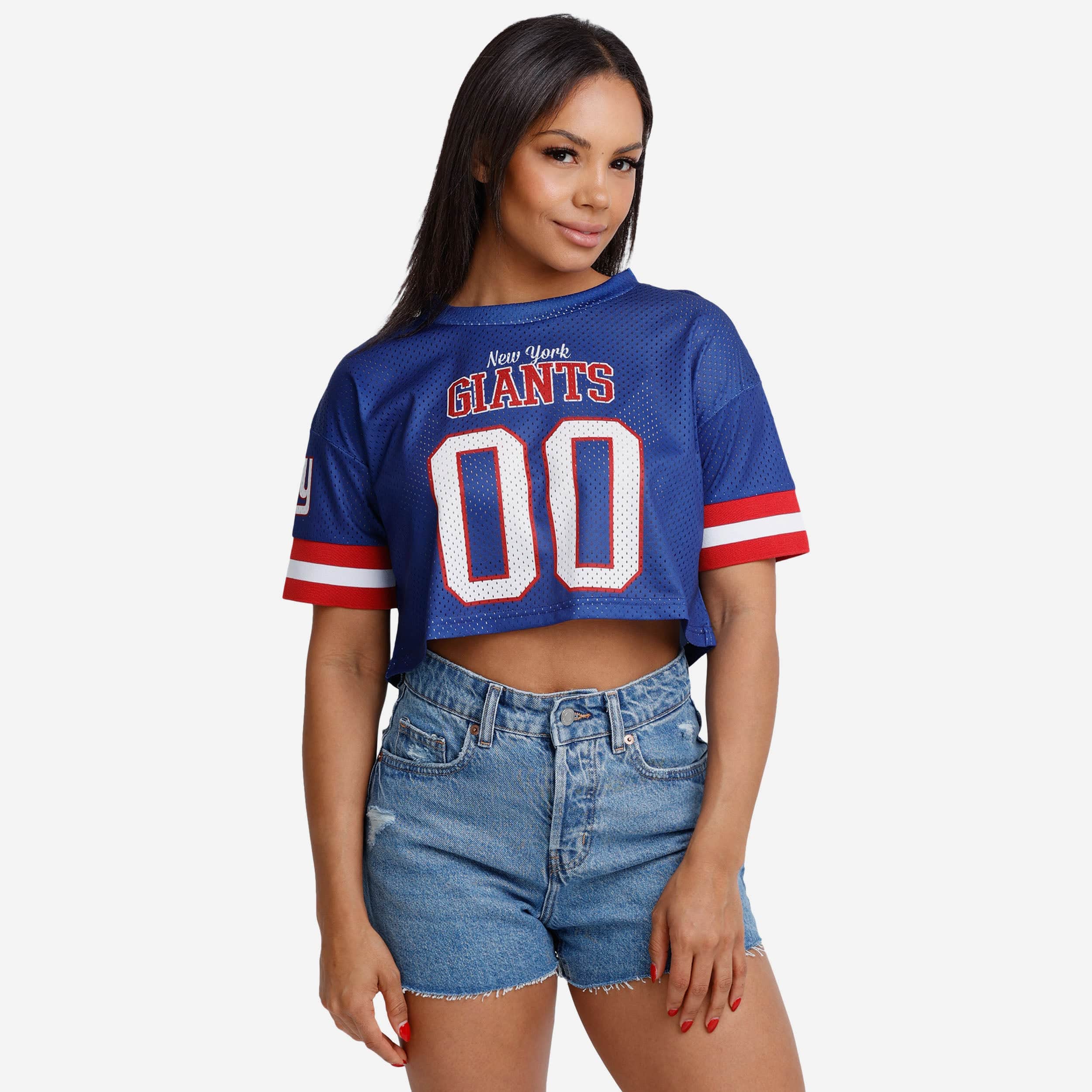 New York Giants Womens Gameday Mesh Crop Top FOCO