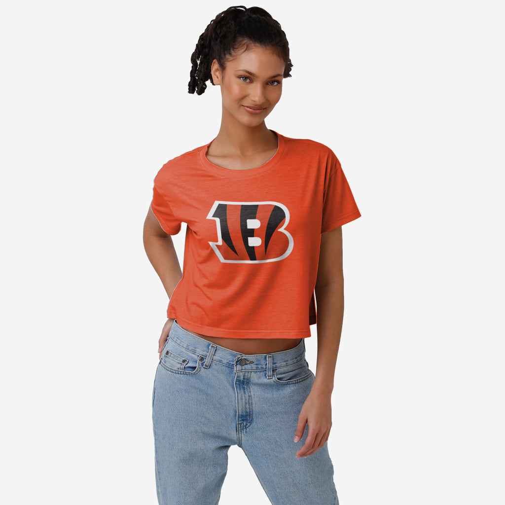 Cincinnati Bengals Womens Alternate Team Color Crop Top FOCO S - FOCO.com