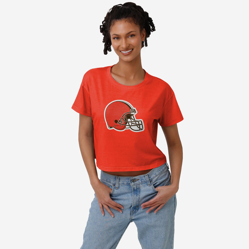 Cleveland Browns Womens Alternate Team Color Crop Top FOCO S - FOCO.com