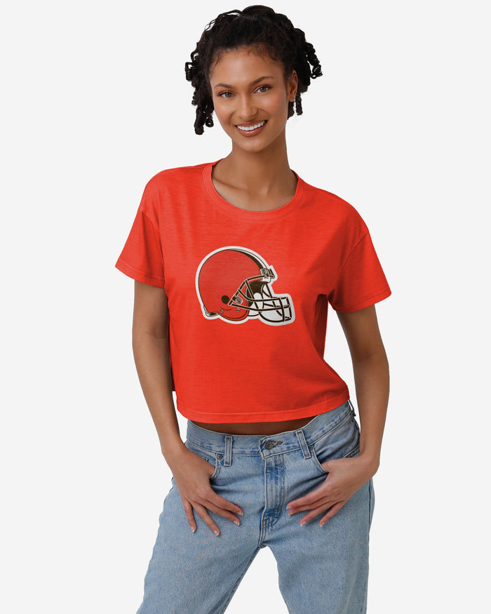 Cleveland Browns Womens Alternate Team Color Crop Top FOCO S - FOCO.com
