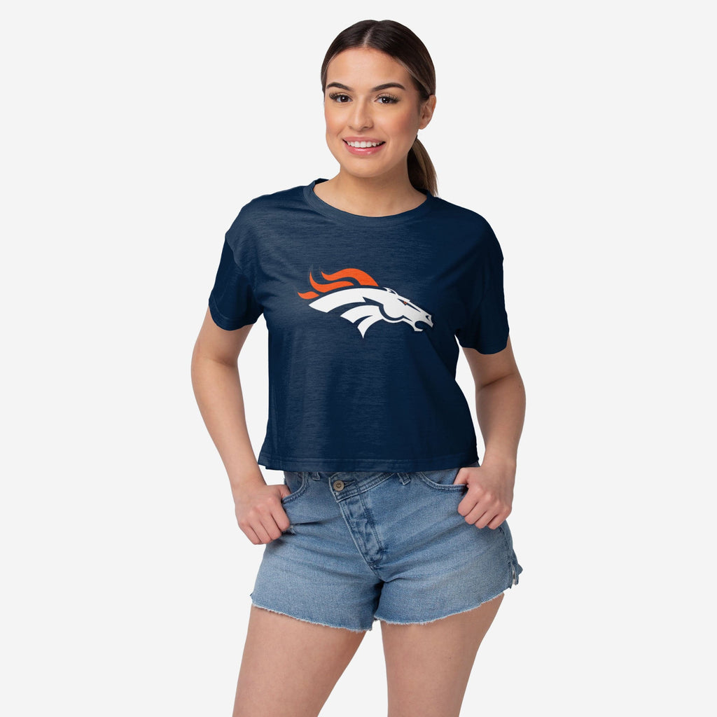 Denver Broncos Womens Alternate Team Color Crop Top FOCO S - FOCO.com