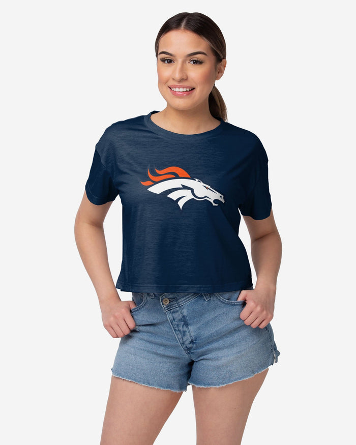 Denver Broncos Womens Alternate Team Color Crop Top FOCO S - FOCO.com