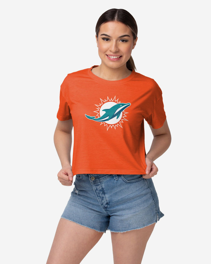 Miami Dolphins Womens Alternate Team Color Crop Top FOCO S - FOCO.com