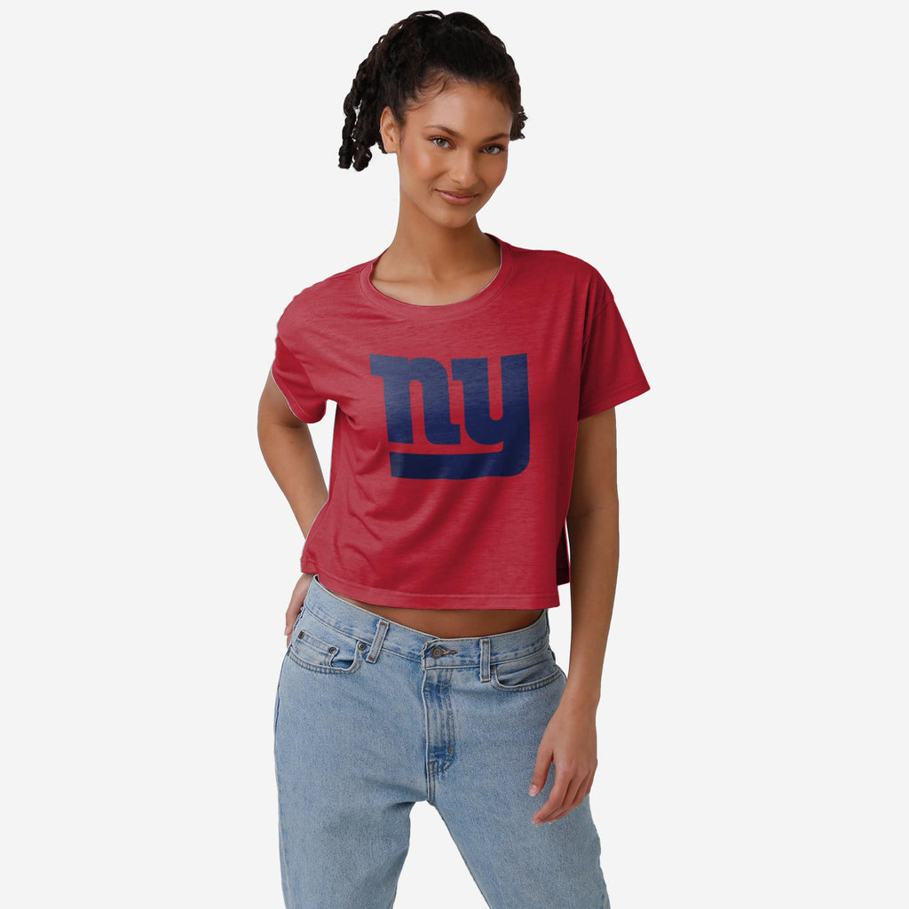 New York Giants Womens Alternate Team Color Crop Top FOCO S - FOCO.com