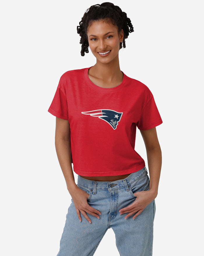 New England Patriots Womens Alternate Team Color Crop Top FOCO S - FOCO.com