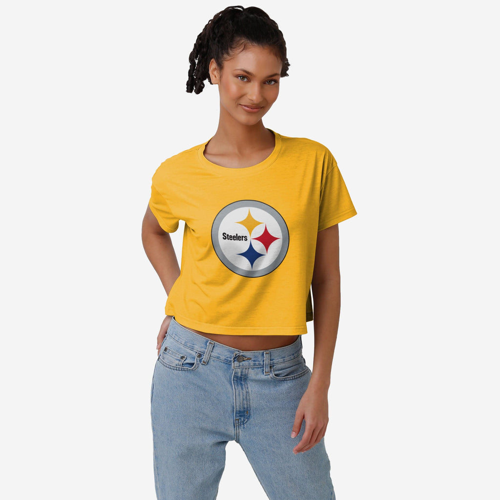 Pittsburgh Steelers Womens Alternate Team Color Crop Top FOCO S - FOCO.com
