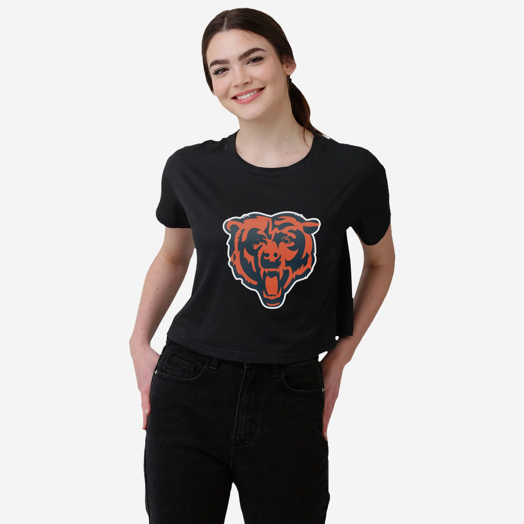 Chicago Bears Womens Black Big Logo Crop Top FOCO S - FOCO.com