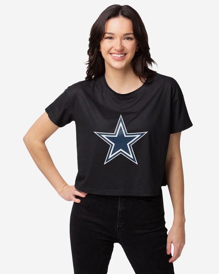 Dallas Cowboys Womens Black Big Logo Crop Top FOCO S - FOCO.com