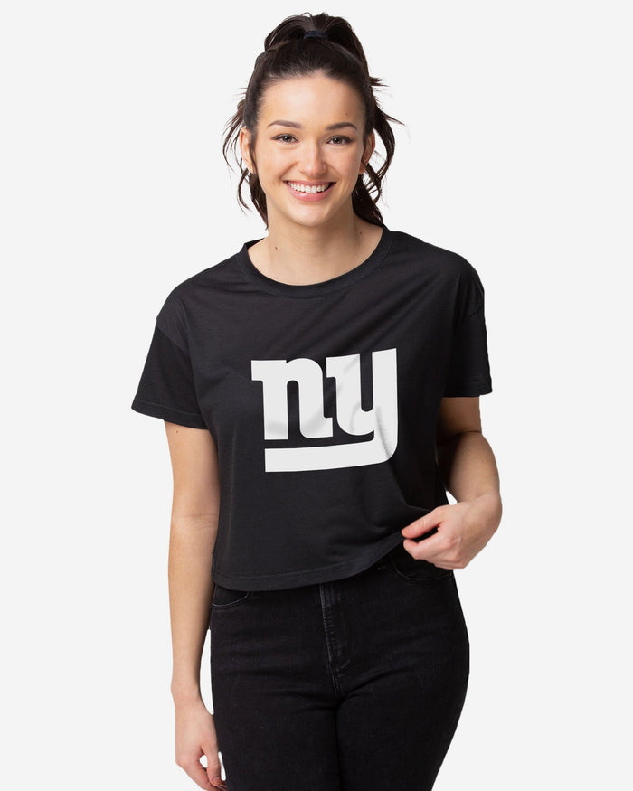 New York Giants Womens Black Big Logo Crop Top FOCO S - FOCO.com