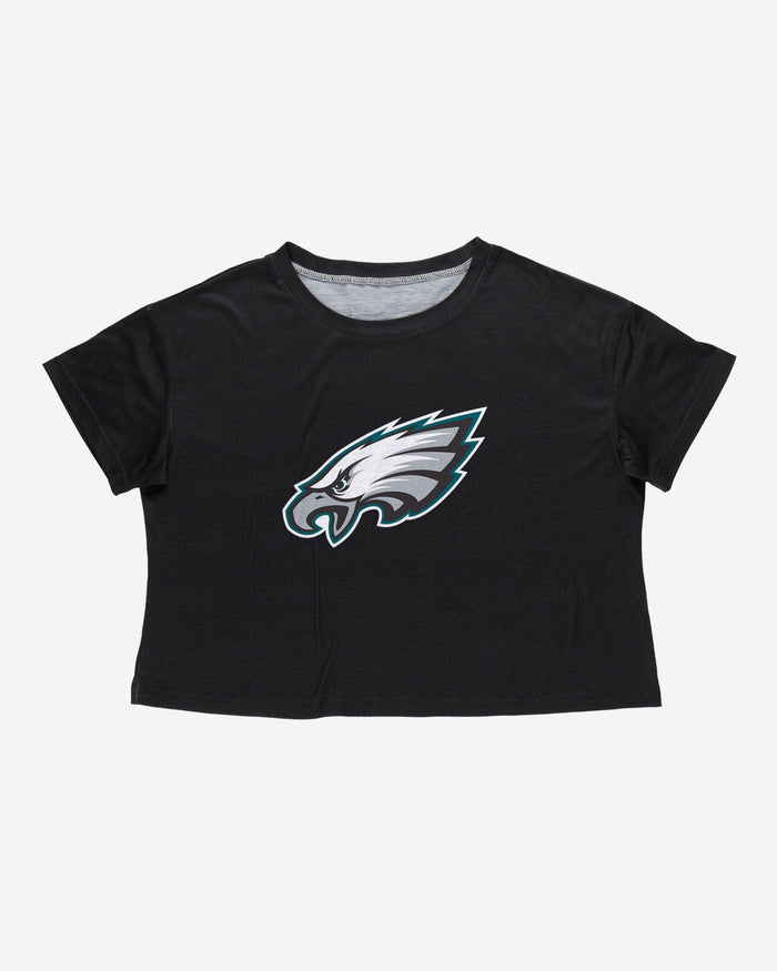 Philadelphia Eagles Womens Black Big Logo Crop Top FOCO - FOCO.com