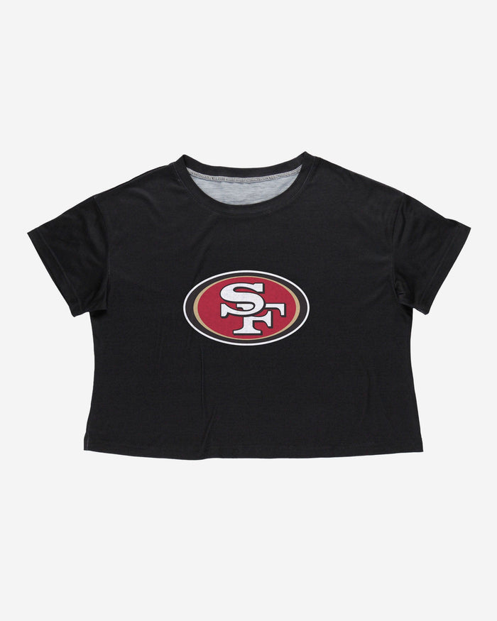 San Francisco 49ers Womens Black Big Logo Crop Top FOCO - FOCO.com