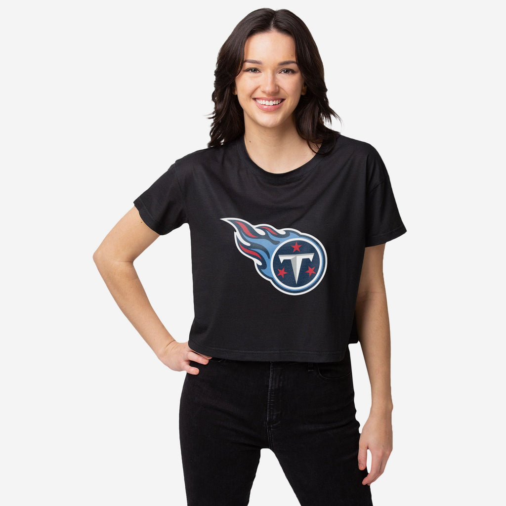 Tennessee Titans Womens Black Big Logo Crop Top FOCO S - FOCO.com