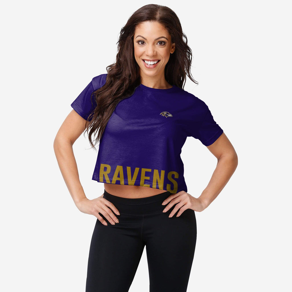 Baltimore Ravens Womens Bottom Line Crop Top FOCO S - FOCO.com