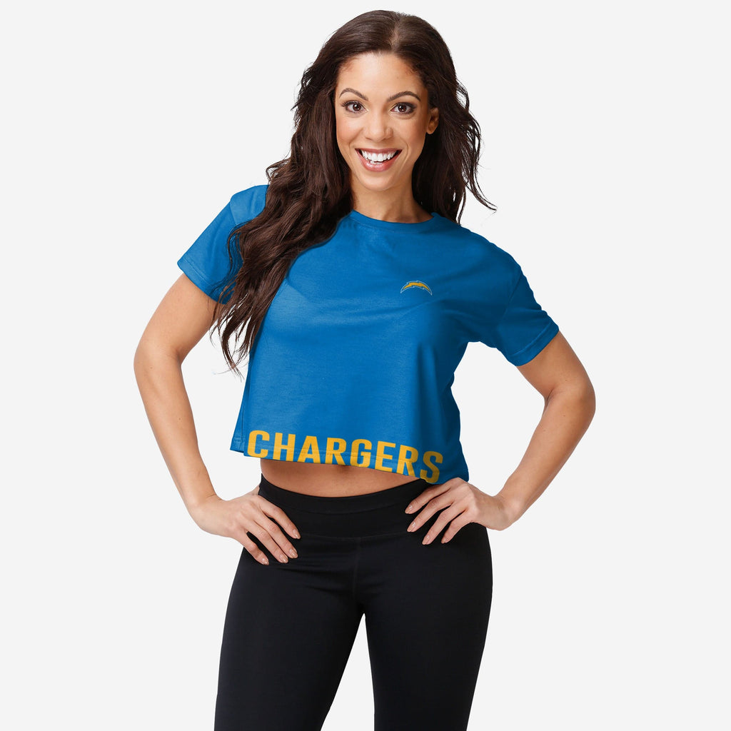 Los Angeles Chargers Womens Bottom Line Crop Top FOCO S - FOCO.com