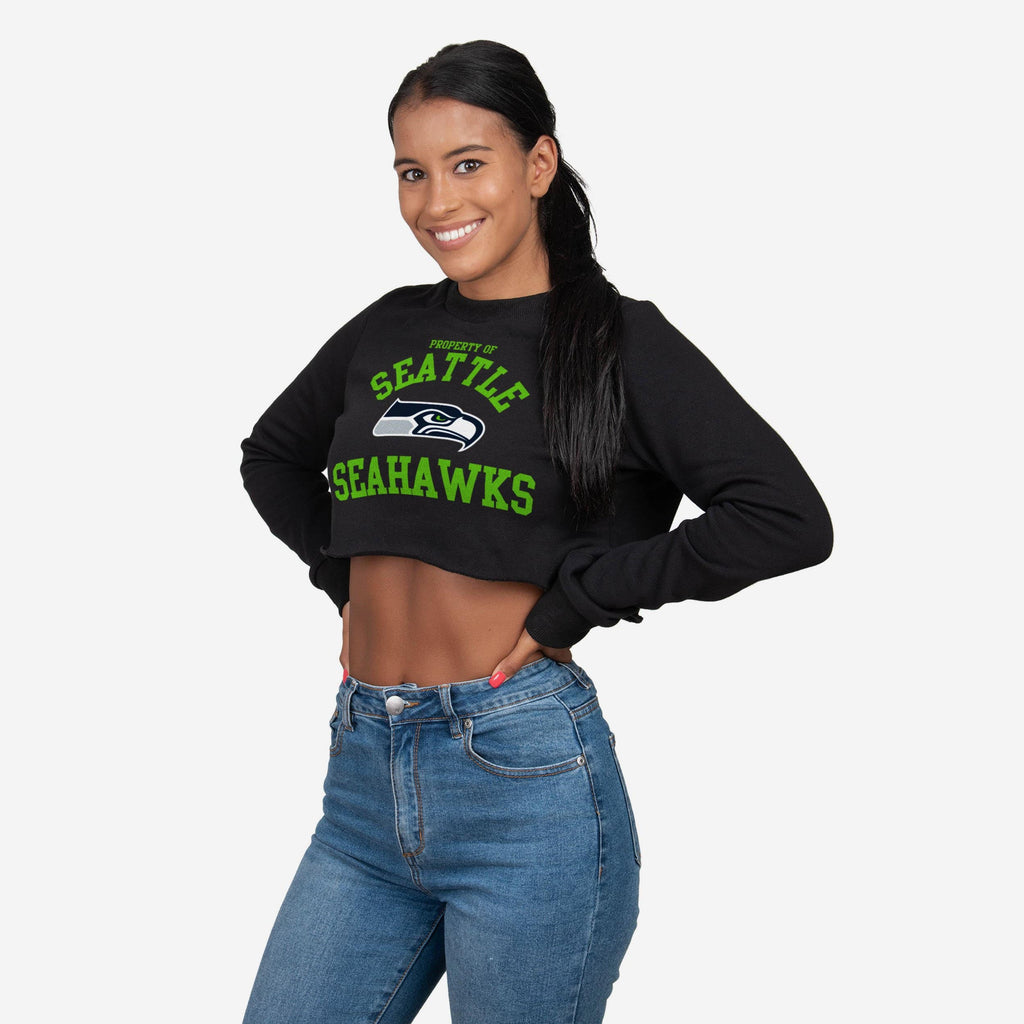 Seattle Seahawks Womens Cropped Team Crewneck FOCO S - FOCO.com