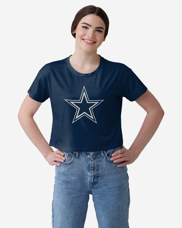 Dallas Cowboys Womens Solid Big Logo Crop Top FOCO S - FOCO.com