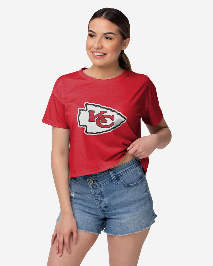 Kansas City Chiefs Womens Solid Big Logo Crop Top FOCO S - FOCO.com