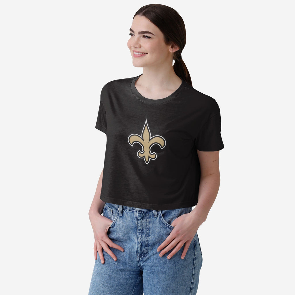 New Orleans Saints Womens Solid Big Logo Crop Top FOCO S - FOCO.com