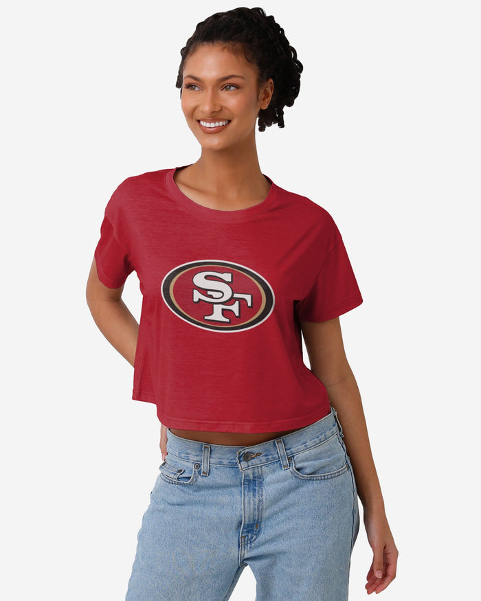 San Francisco 49ers Womens Solid Big Logo Crop Top FOCO S - FOCO.com