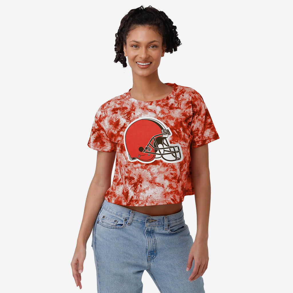 Cleveland Browns Womens Tie-Dye Big Logo Crop Top FOCO S - FOCO.com