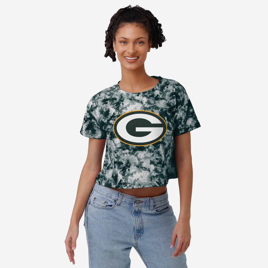 Green Bay Packers Womens Tie-Dye Big Logo Crop Top FOCO S - FOCO.com